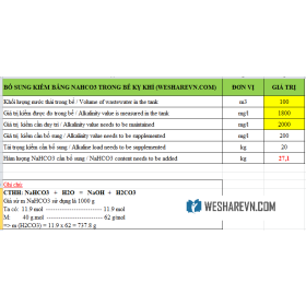 File tính toán bổ sung kiềm bằng NaHCO3 cho bể sinh học kỵ khí