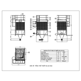 Bản vẽ gia công chế tạo hệ thống lọc bụi túi vải