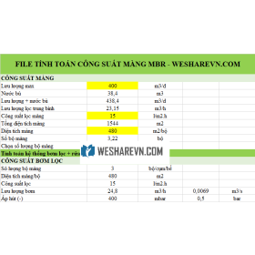 File tính toán công suất màng MBR