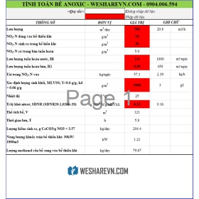 File tính toán bể Anoxic