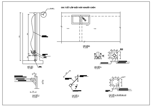 Bản vẽ chi tiết lắp đặt máy khuấy chìm