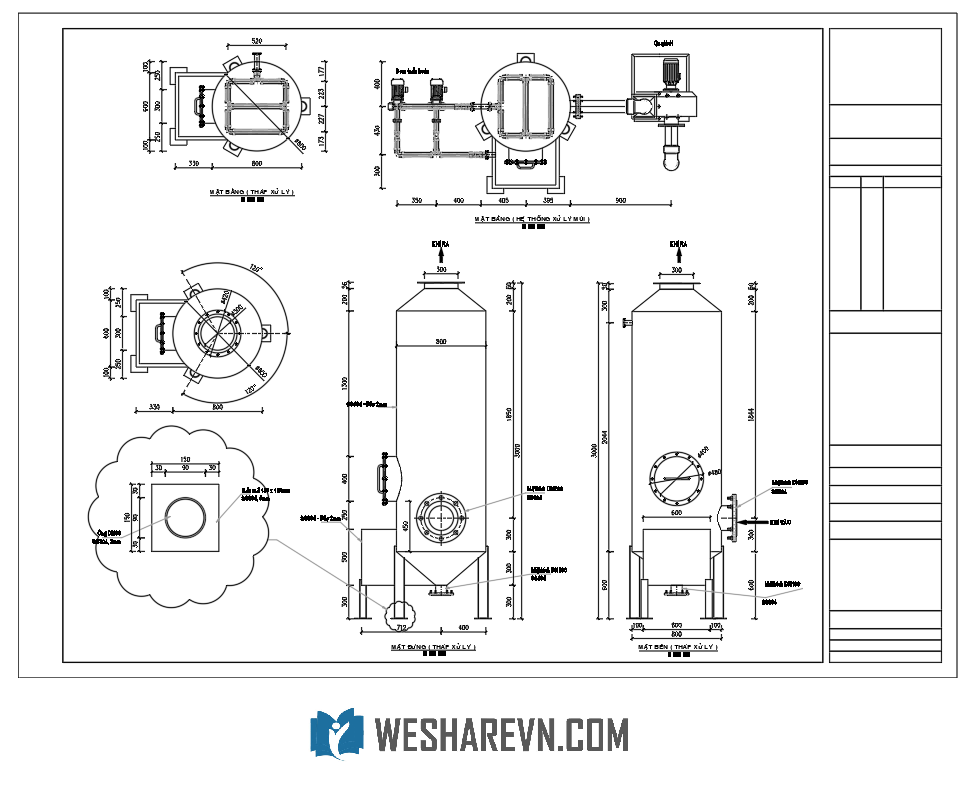 Bản vẽ chi tiết tháp xử lý mùi